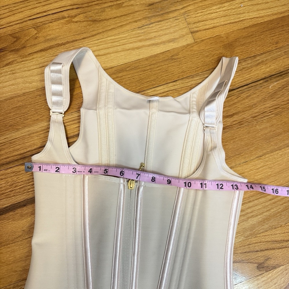 Women's Nude Waist Trainer Corset Vest Shape Wear Size M Zipper & Hooks - Picture 9 of 11